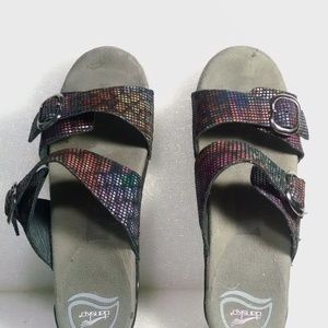Dansko Sophia Sandals Size 38/7.5 Black Multi